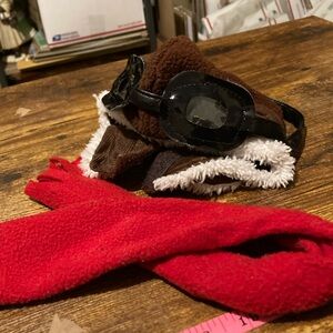 Rubies aviator scarf and hat set for dogs